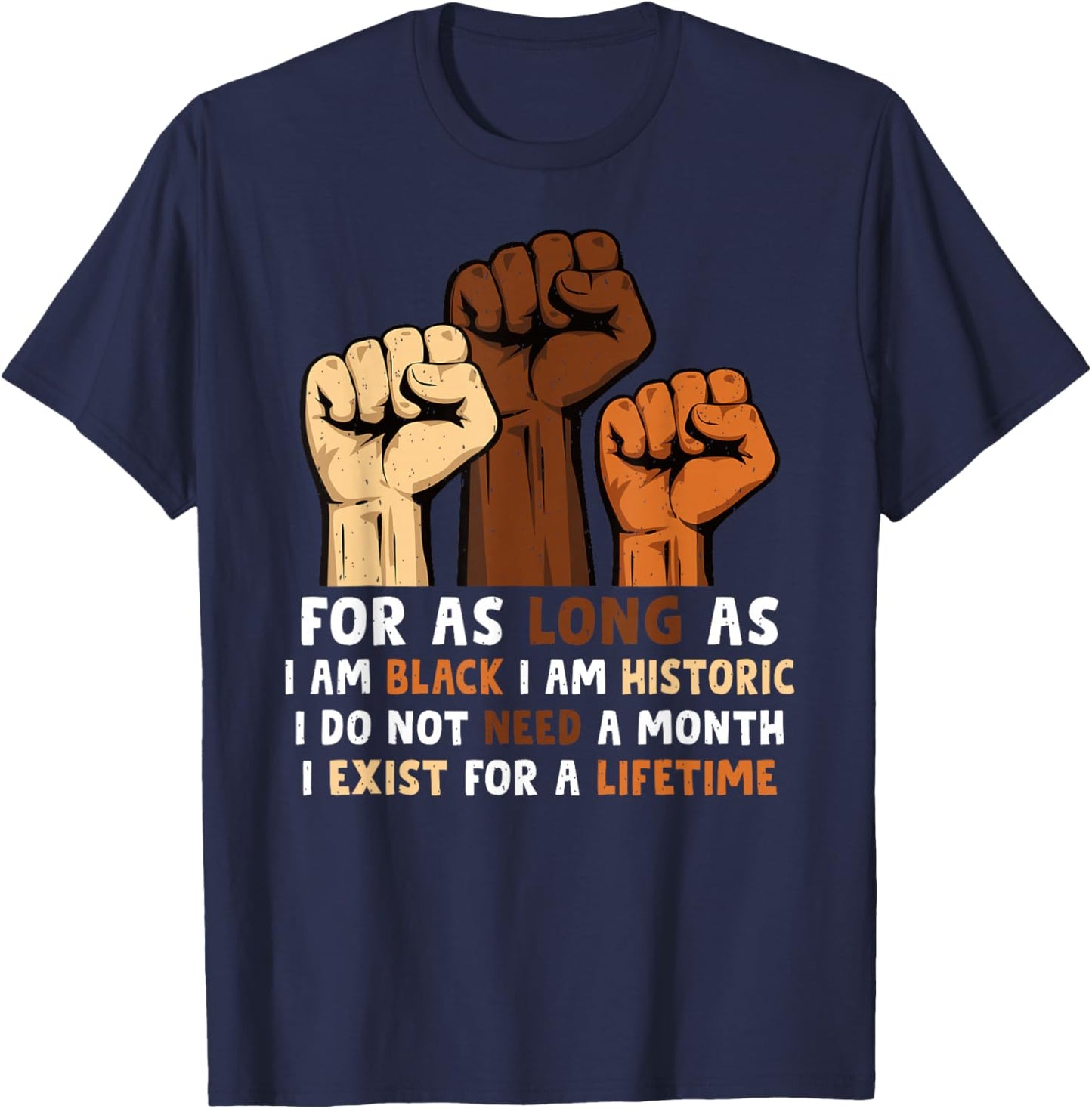 for As Long As Im Black Im Historic Black History Month T-Shirt - T-Shirt | Navy