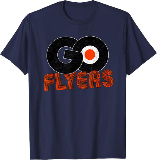 Vintage Let's Go Flyers Retro Sports Cheering Fan Spirit T-Shirt - T-Shirt | Navy