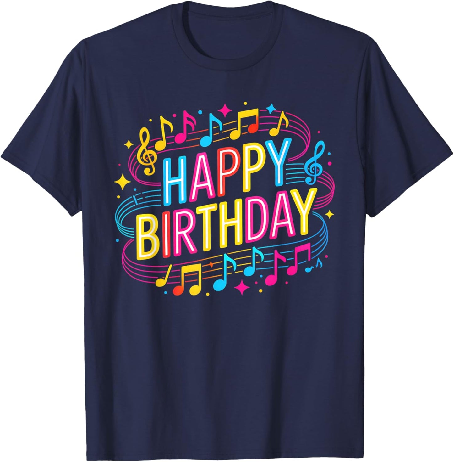 Happy Birthday Music T-Shirt - T-Shirt | Navy
