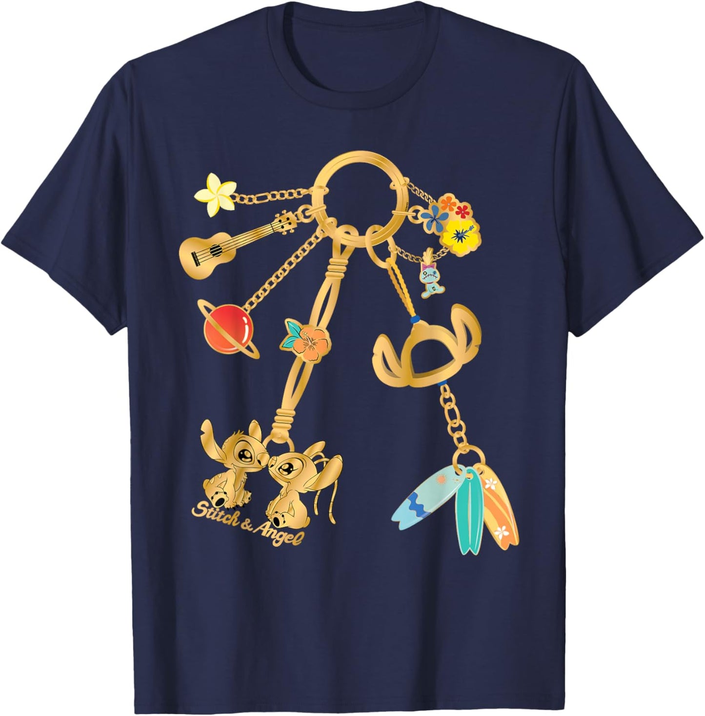 Disney Stitch & Angel Fashion Bag Charm T-Shirt - T-Shirt | Navy