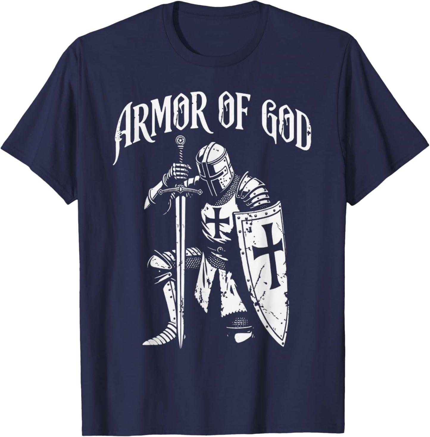 Vintage Christian Knight Armor of God T-Shirt - T-Shirt | Navy