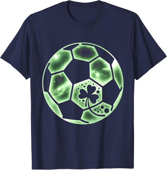 Soccer Irish Shamrock Lucky Clover St Patricks Day Boys Men T-Shirt - T-Shirt | Navy