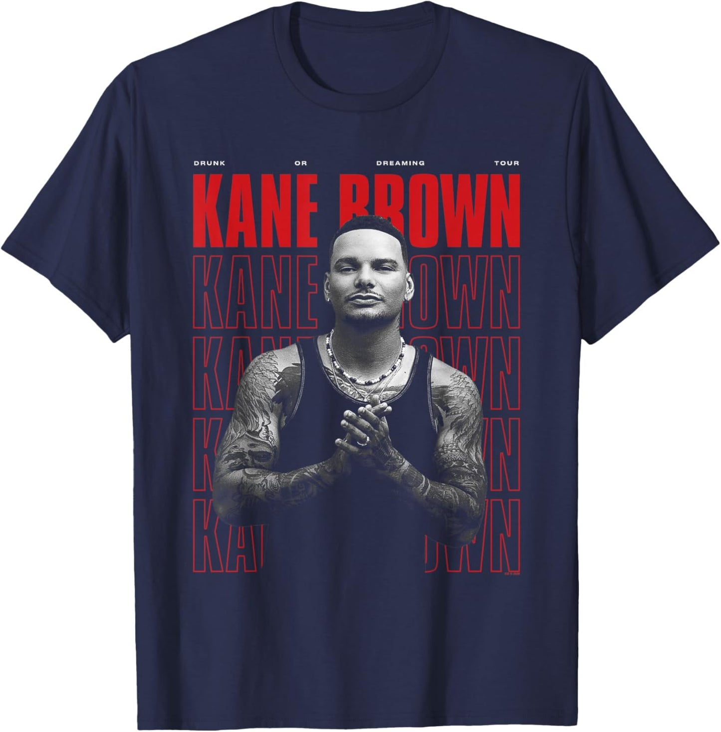 Kane Brown Repeating Name with Photo Country Music T-Shirt - T-Shirt | Navy