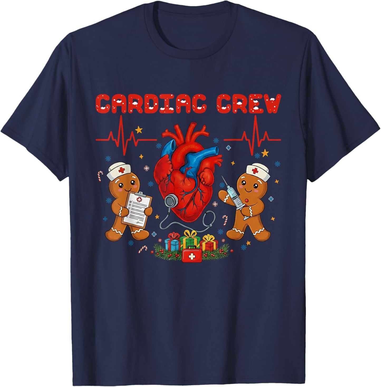 Cardiac Christmas Crew Techs Secretary T-Shirt - T-Shirt | Navy