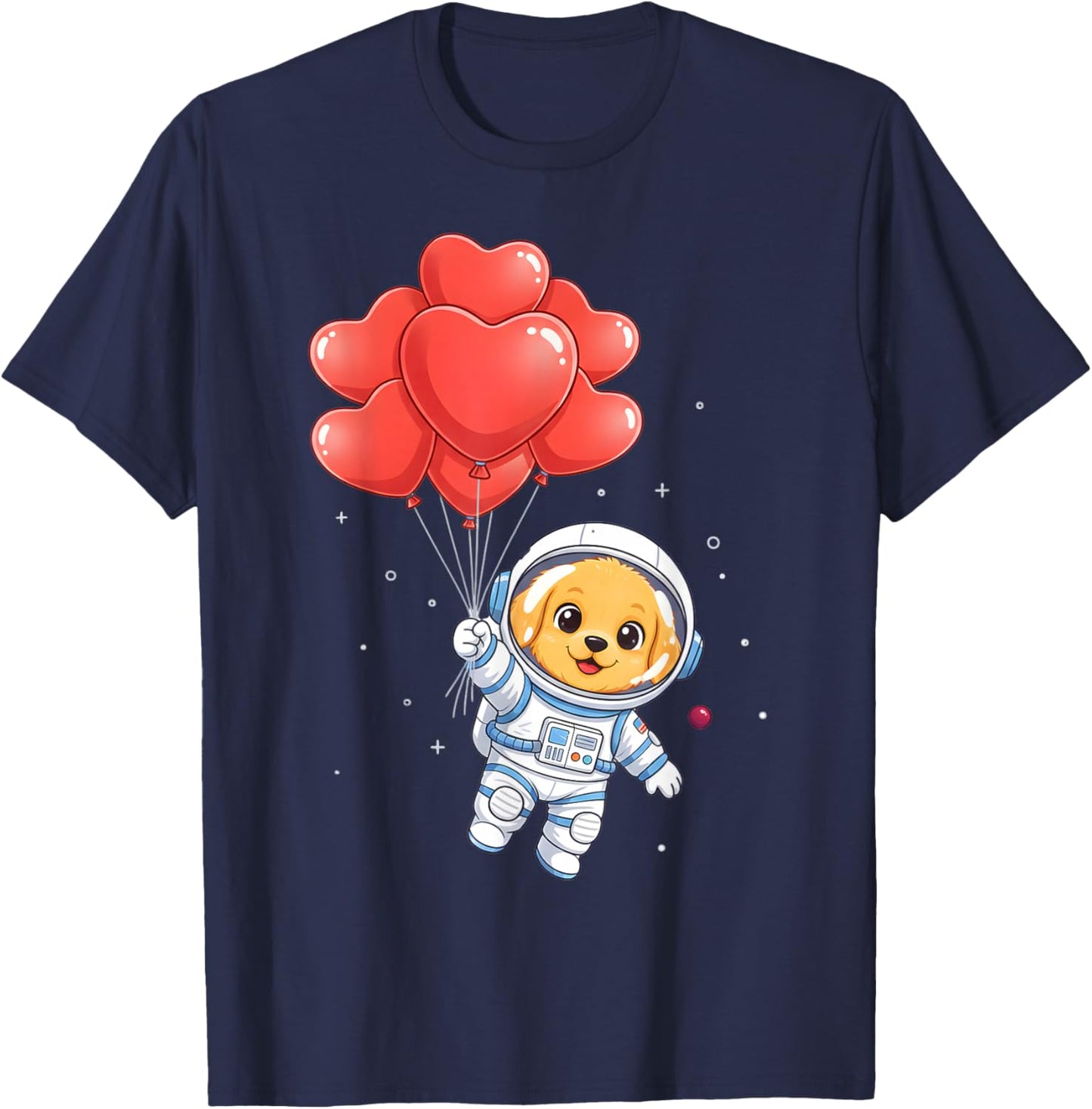 Funny Astronaut Golden Retriever Dog Heart for Kids Boys T-Shirt - T-Shirt | Navy