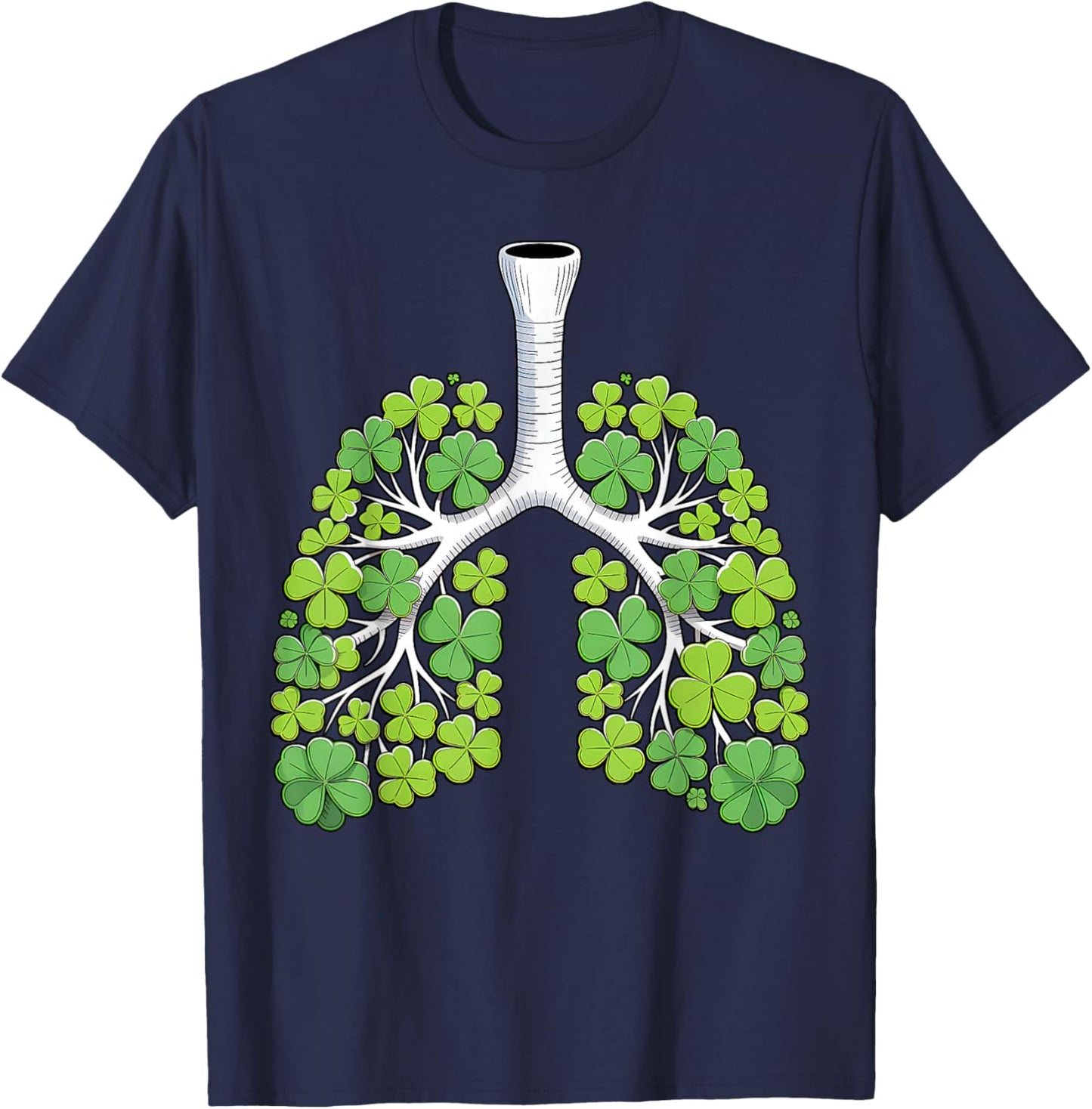 Respiratory Therapist Lungs Shamrock Funny St Patricks Day T-Shirt - T-Shirt | Navy