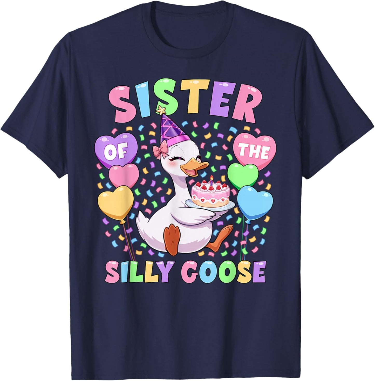 Sister of The Silly Goose First Birthday Matching Family T-Shirt - T-Shirt | Navy