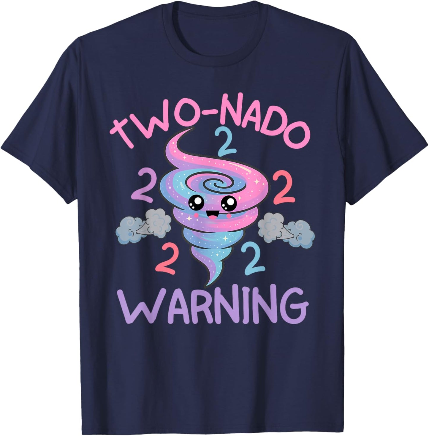 Two Nado Warning 2nd Birthday Funny Tornado Party T-Shirt - T-Shirt | Navy