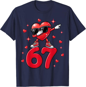 Valentine Day Six Seven 67 6 7 Meme Dabbing T-Shirt - T-Shirt | Navy
