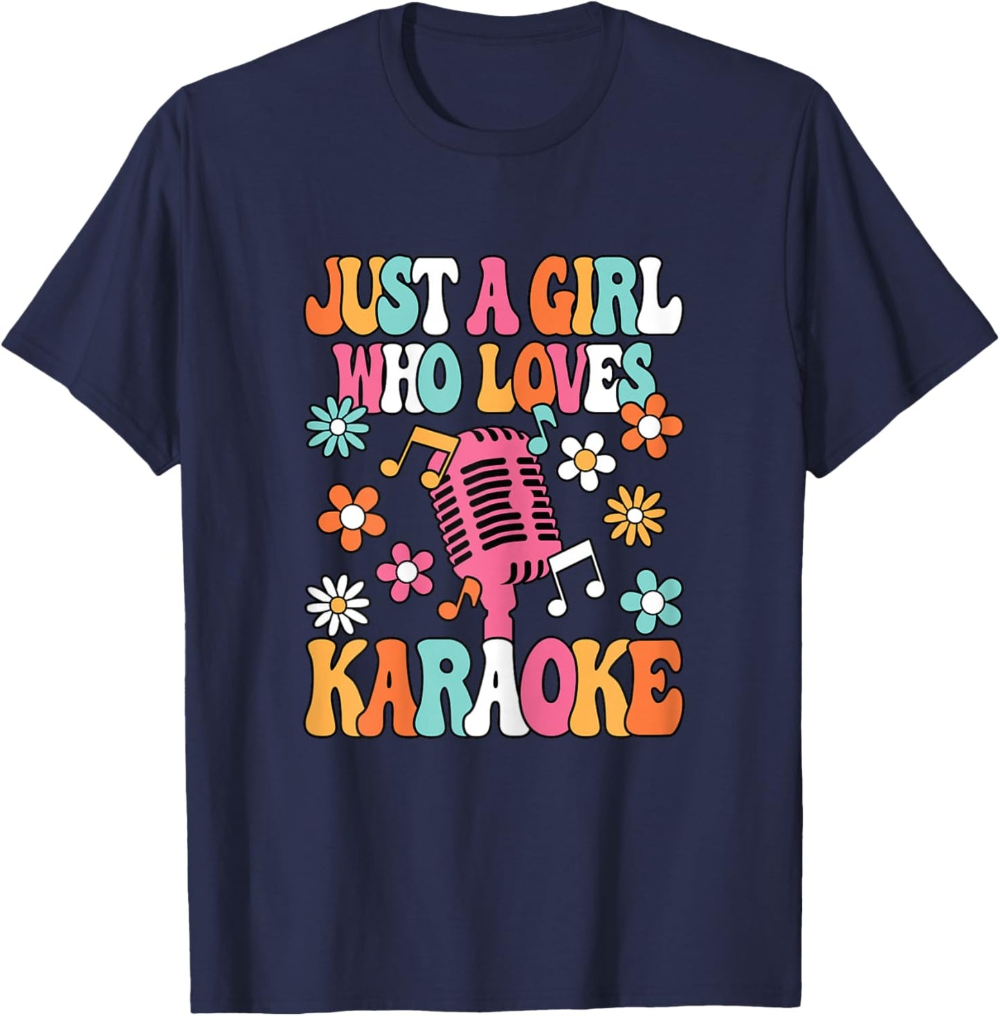 Just A Girl Who Loves Karaoke Cute Karaoke Lover Kids T-Shirt - T-Shirt | Navy