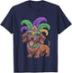 Dachshund Mardi Gras Wearing Costume Beads Mask T-Shirt - T-Shirt | Navy