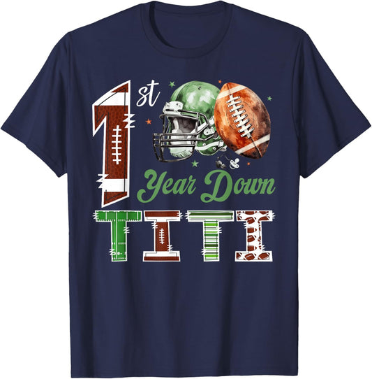 Titi of The 1 Year Old Football 1st Birthday Boy Party T-Shirt - T-Shirt | Navy