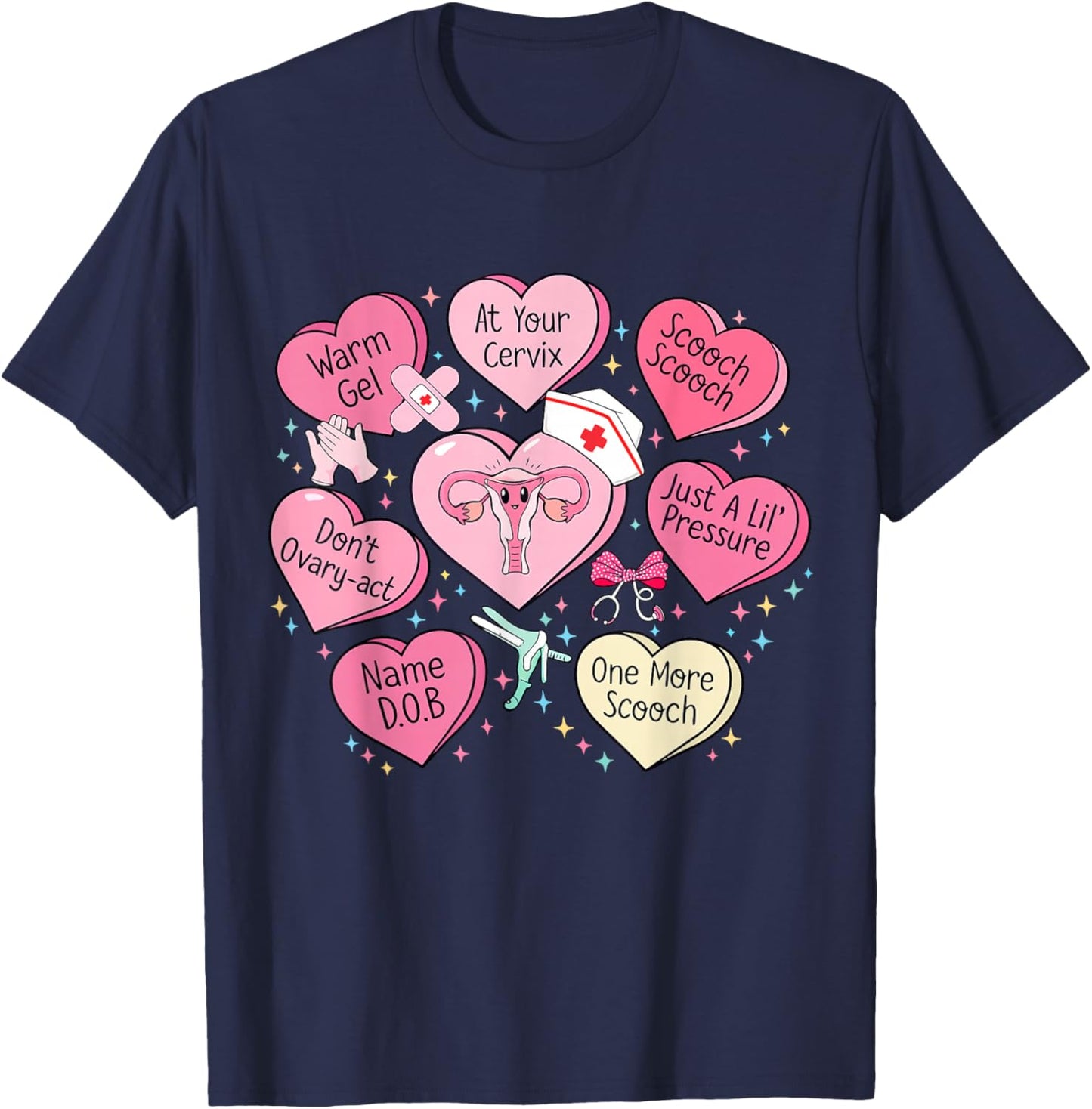 OBGYN Nurse Heart Candy Valentine Obstetrician Gynecologist T-Shirt - T-Shirt | Navy