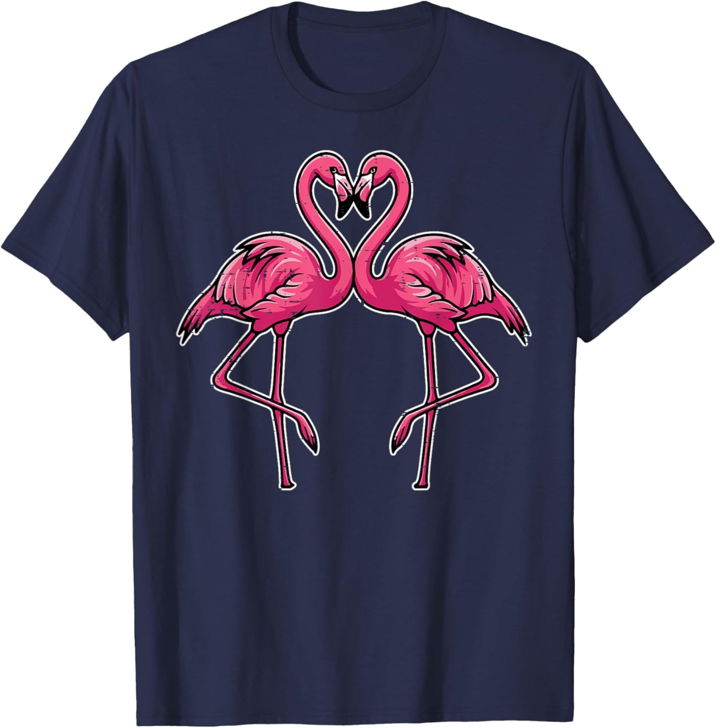 Valentines Day Flamingo Heart Cute Love Bird Women Men Kids T-Shirt - T-Shirt | Navy