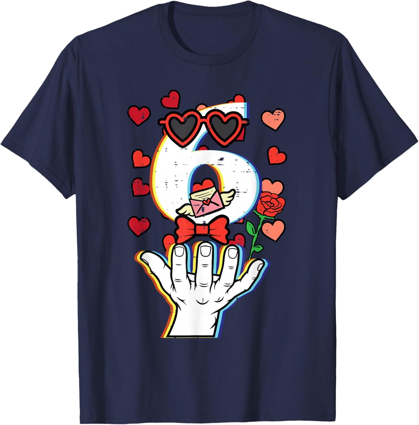 Number 6 Valentines Day 6 7 Meme Matching Kids Boys Youth T-Shirt - T-Shirt | Navy