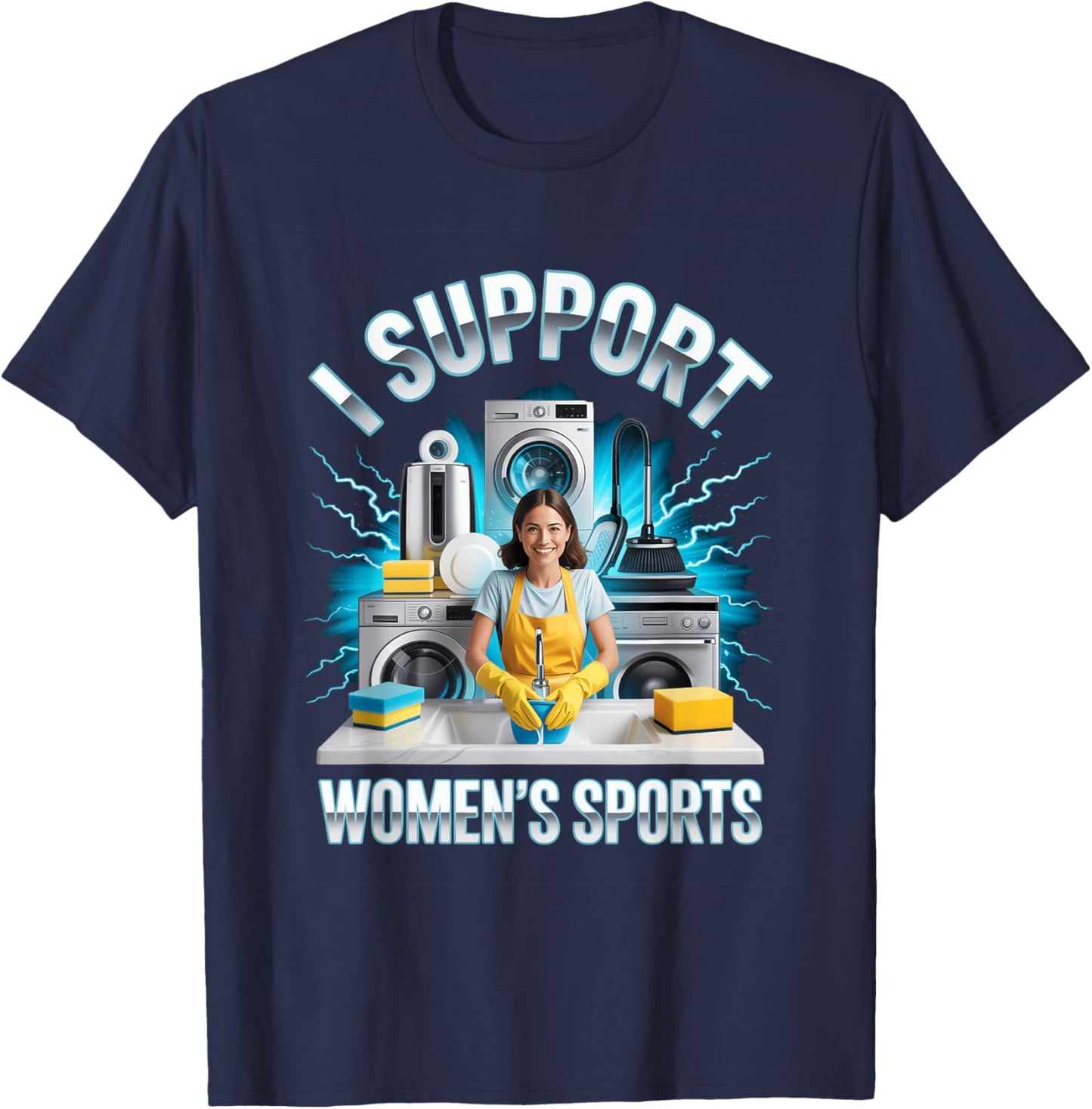 I Support Women's Sports Unwearable Aduld Humor Bootleg T-Shirt - T-Shirt | Navy