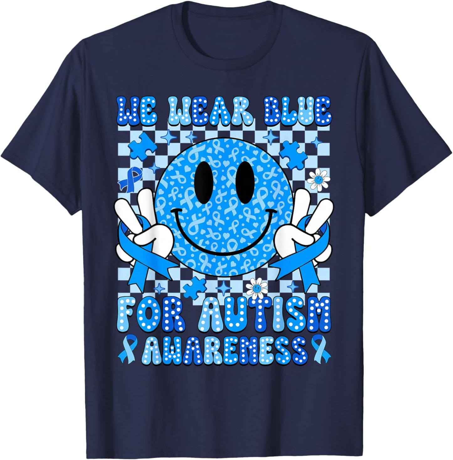 I Wear Blue for Autism Awareness Month Men Women Kids Autism T-Shirt - T-Shirt | Navy