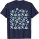 Flowers Butterflies & Mushrooms Retro Light Blue Aesthetic T-Shirt - T-Shirt | Navy