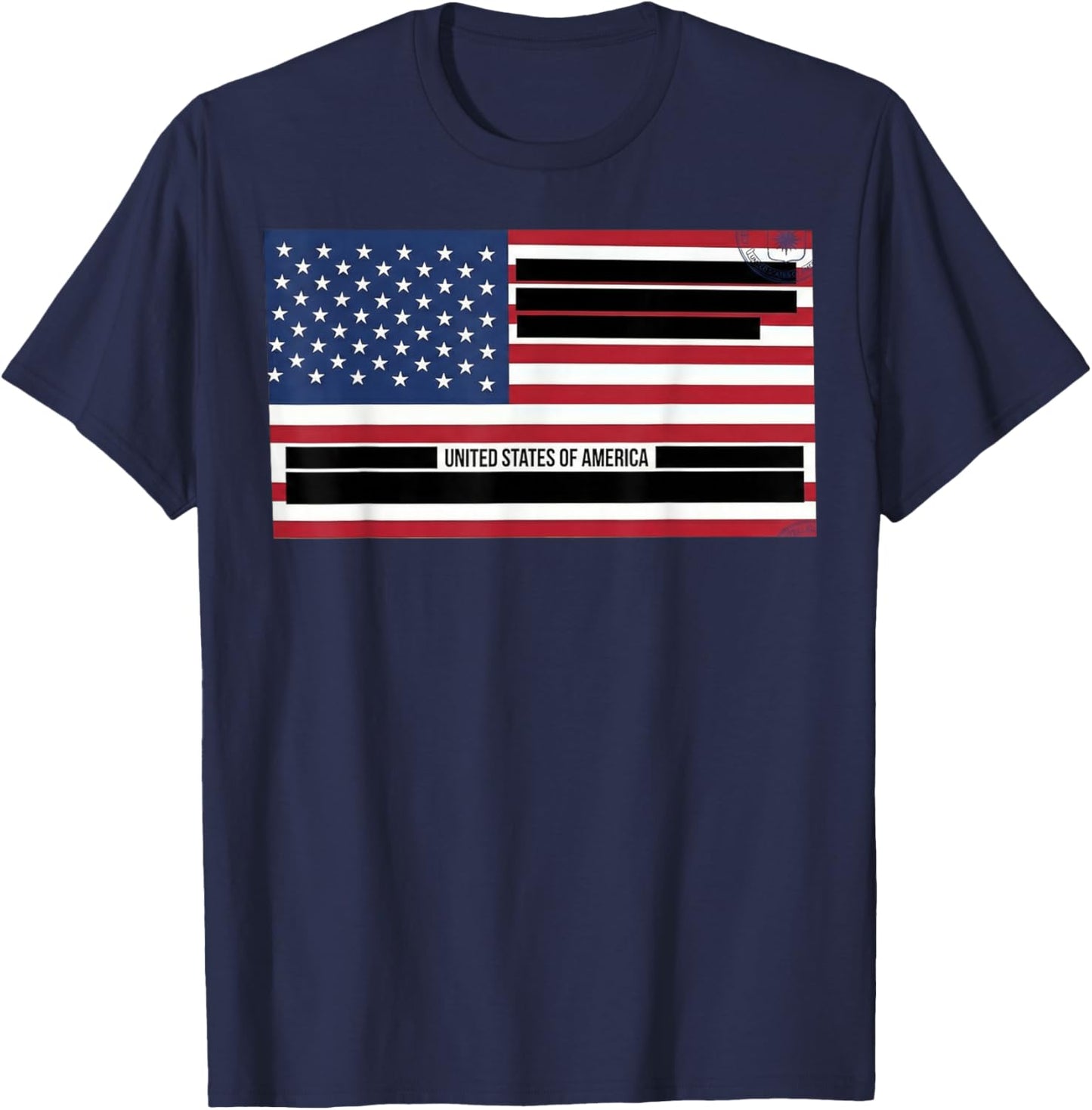 Censored Documents American Flag | United States of America T-Shirt - T-Shirt | Navy