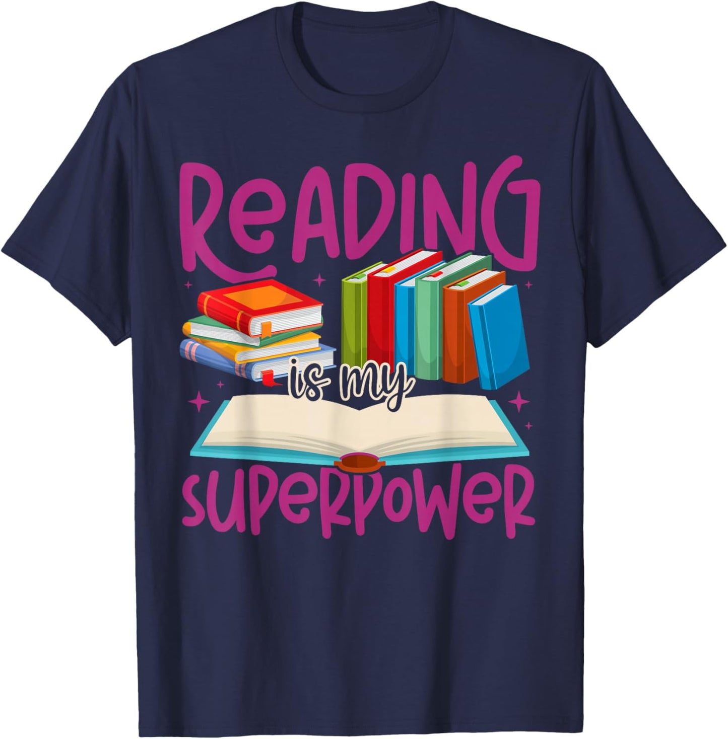 Book Reading Reading is My Superpower T-Shirt - T-Shirt | Navy