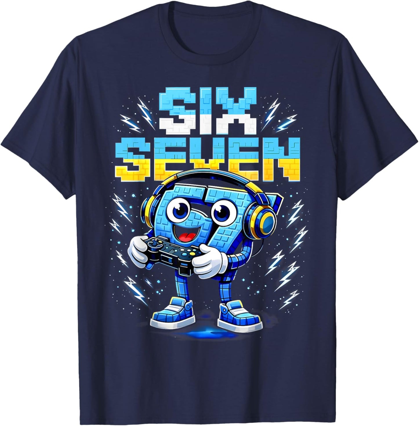 Funny Six Seven 67 Italian Brainrot Gamer Boy Gifts for Kids T-Shirt - T-Shirt | Navy