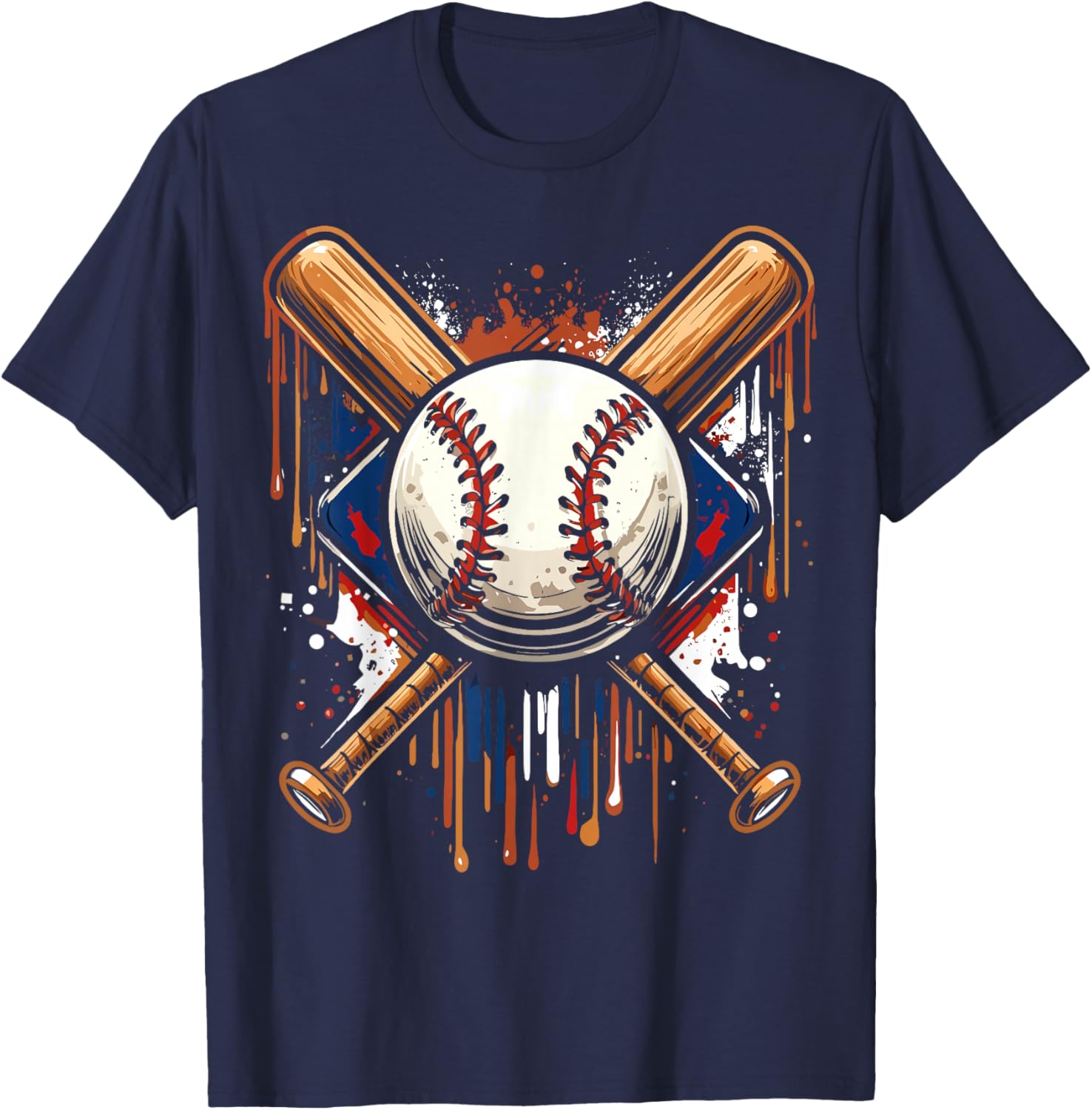 Baseball Player Funny Drip T-Shirt - T-Shirt | Navy