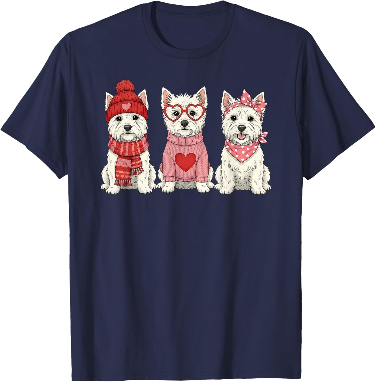 Cute West Highland White Terrier Valentine Westie Dog T-Shirt - T-Shirt | Navy