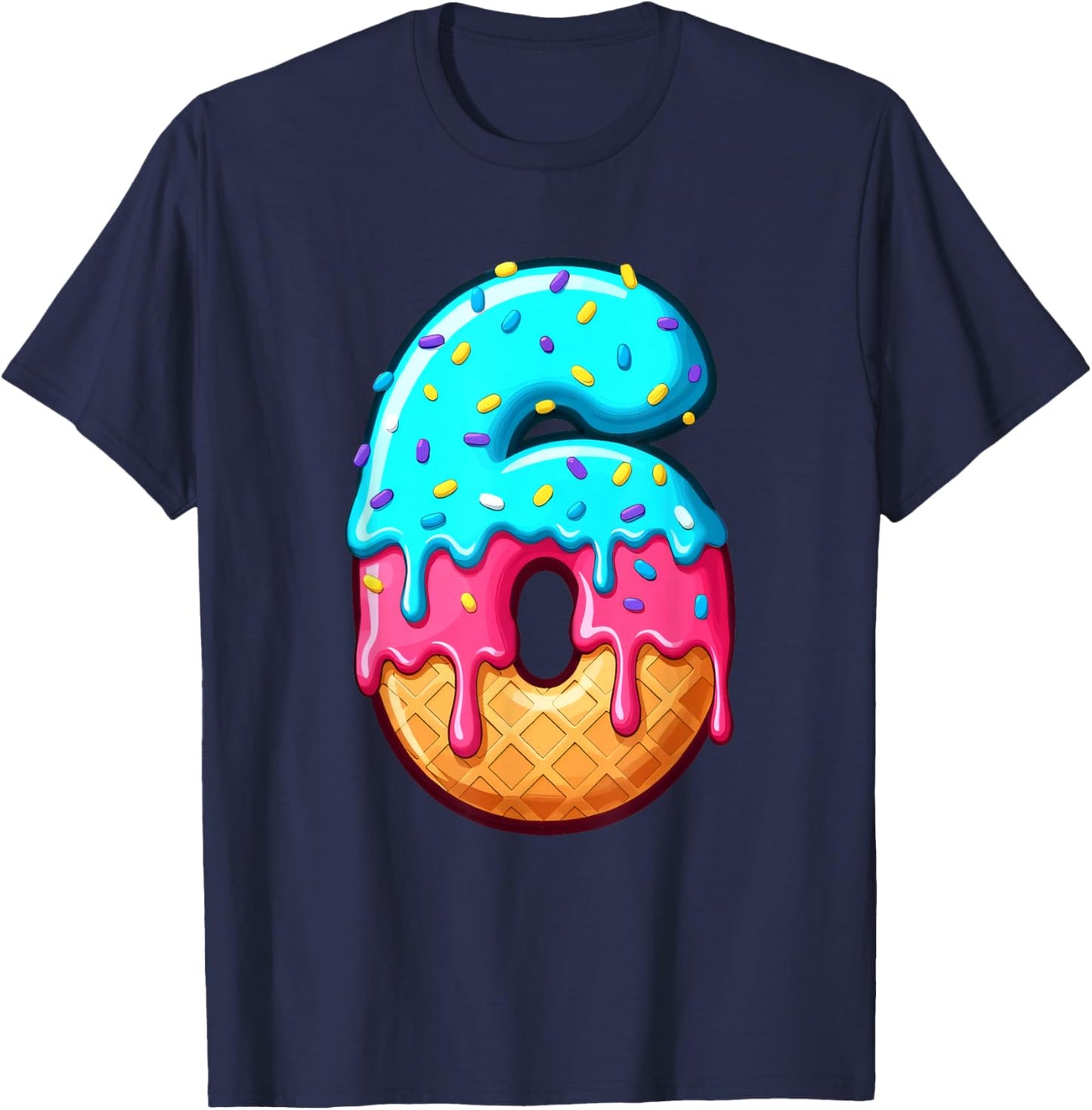 Funny 67 Number 6 Ice Cream Drip Meme Matching Group Costume T-Shirt - T-Shirt | Navy