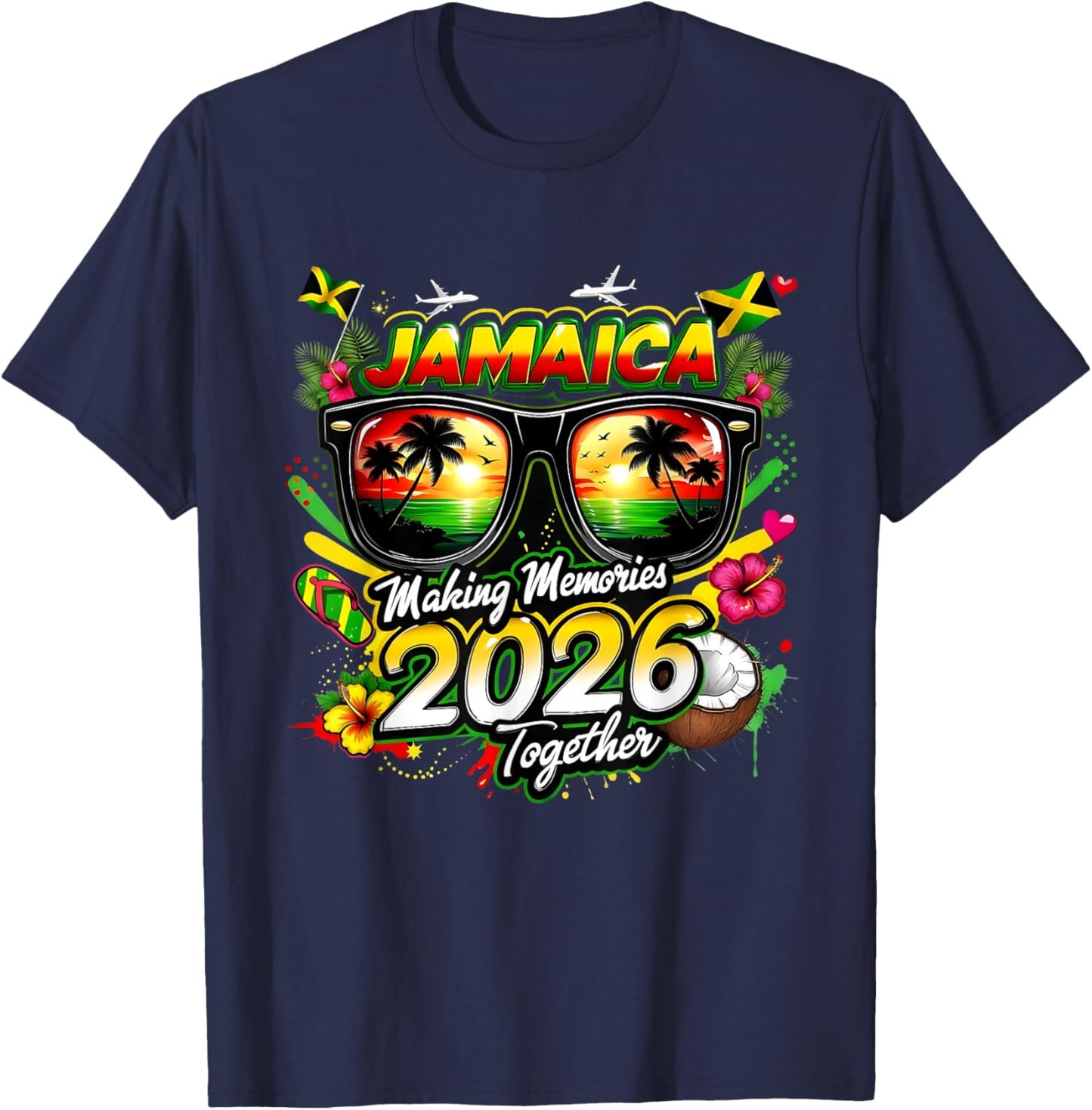 Jamaica 2026 Tropical Family Vacation Making Memories T-Shirt - T-Shirt | Navy