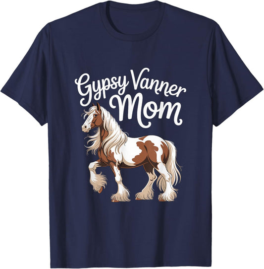 Gypsy Vanner Mom Proud Horse mom Equestrian T-Shirt - T-Shirt | Navy