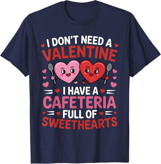 Funny Lunch Lady Valentine's Day Women Cafeteria Worker T-Shirt - T-Shirt | Navy