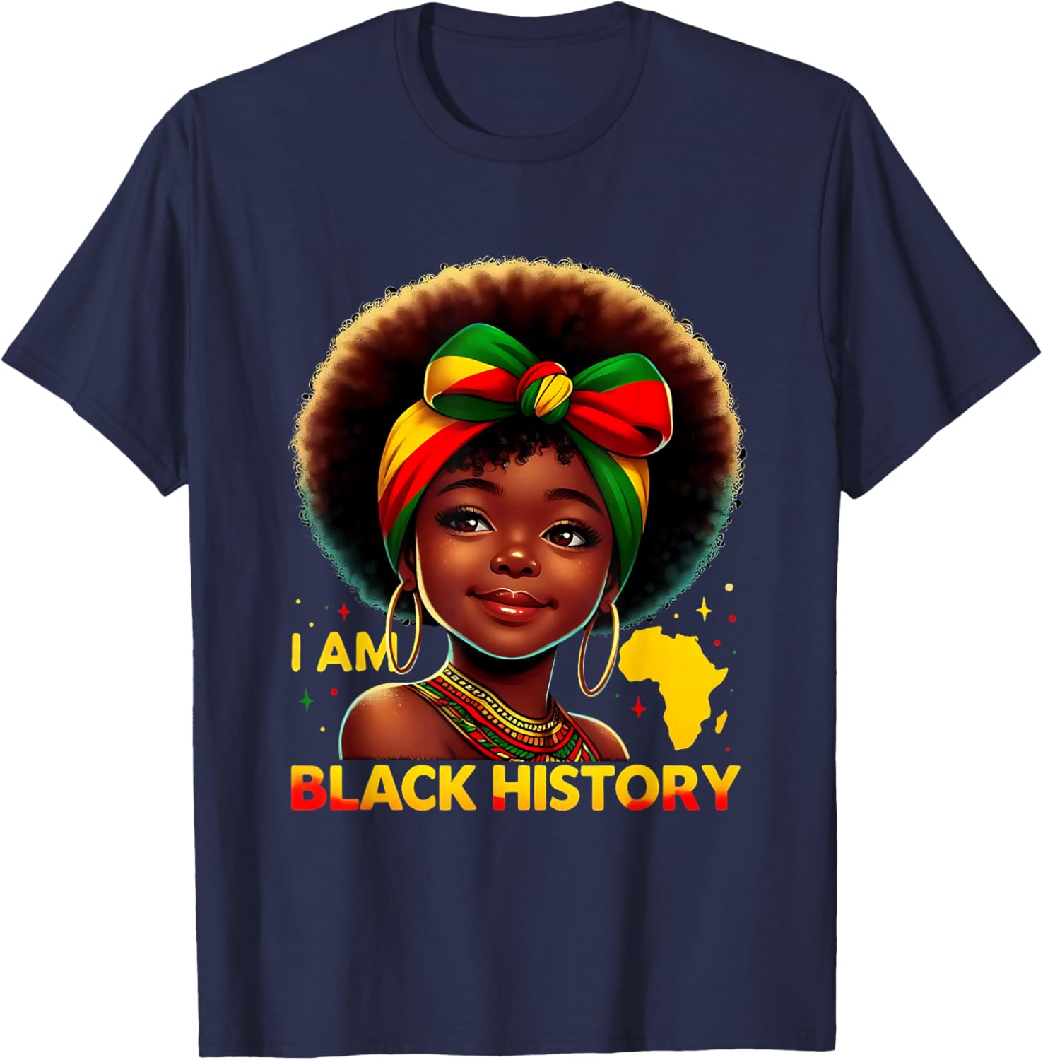 African Girl Melanin I Am Black History Month Youth Pride T-Shirt - T-Shirt | Navy