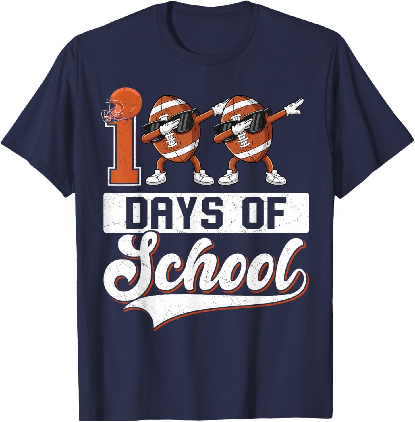 Toddler 100 Days of School Boys 100th Day of School Football T-Shirt - T-Shirt | Navy