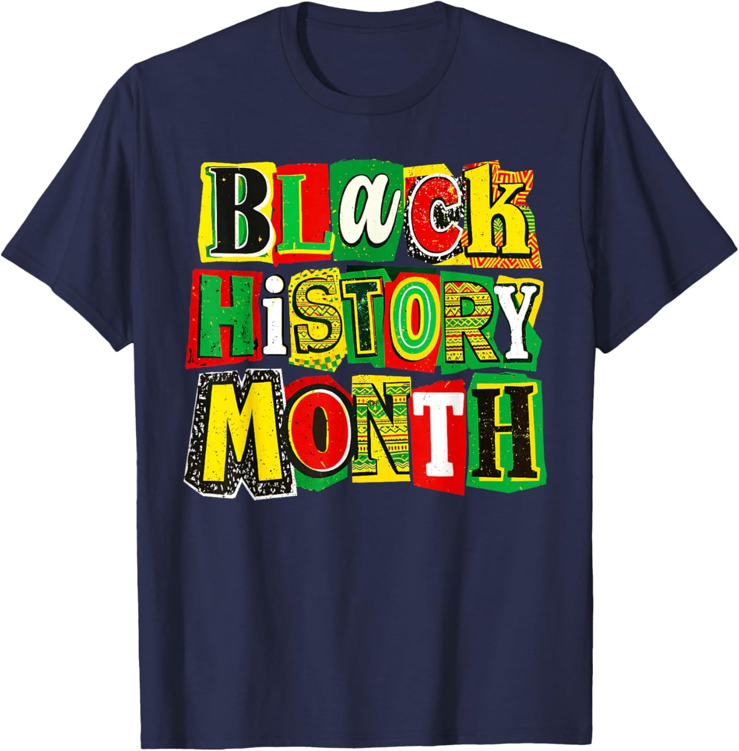 Black History Month Collage Funny Afro American History T-Shirt - T-Shirt | Navy