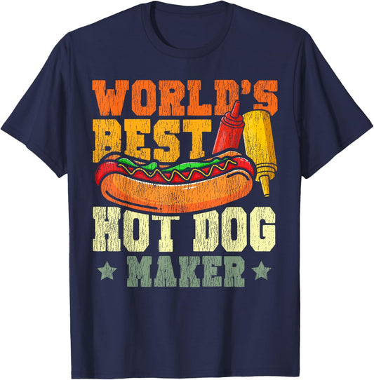Hot Dog Adult World's Best Hot Dog Maker T-Shirt - T-Shirt | Navy