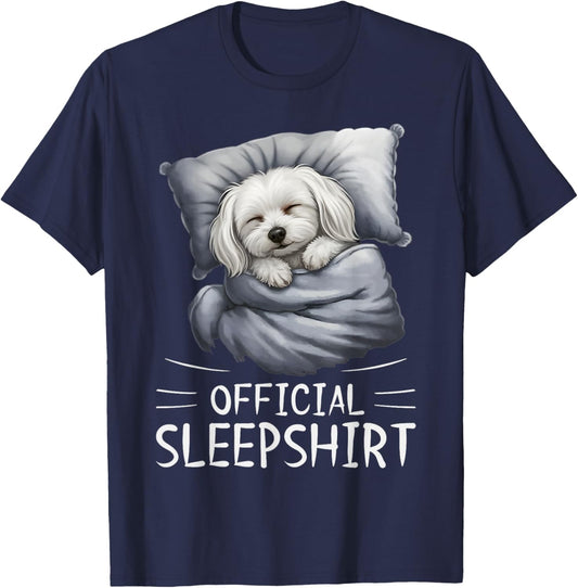 Maltese Dog Official Sleepshirt Pajamas Nightgown T-Shirt - T-Shirt | Navy