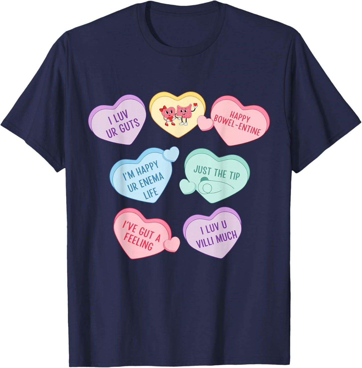 GI Nurse Valentine's Hearts Candy Gastroenterology Endo Tech T-Shirt - T-Shirt | Navy
