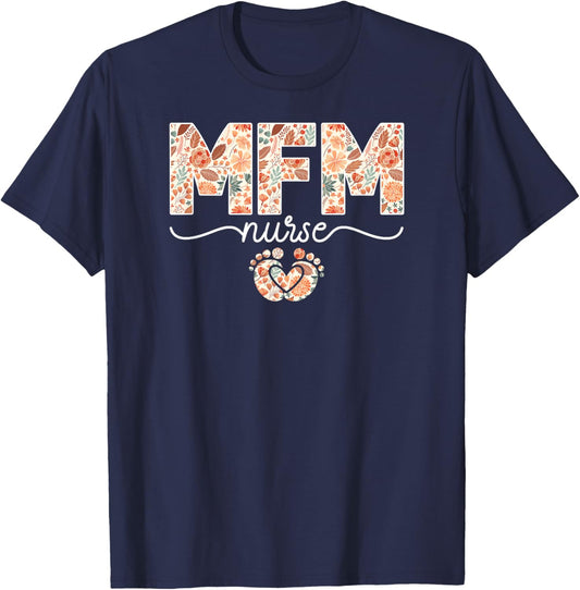 MFM Nurse Boho Maternal Fetal Medicine Nurse T-Shirt - T-Shirt | Navy
