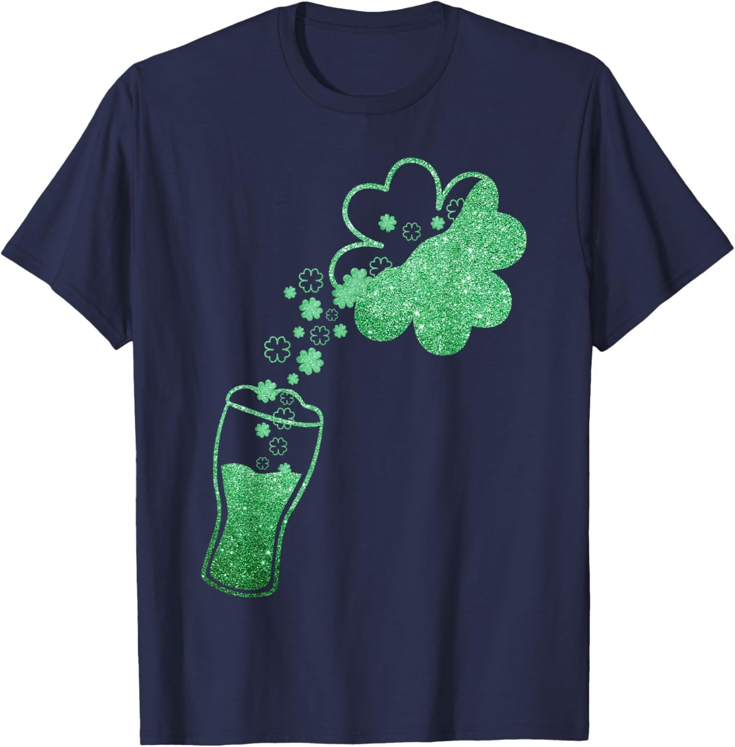 Beer Glass and Shamrock Bubble Patrick's Day Drinking Family T-Shirt - T-Shirt | Navy