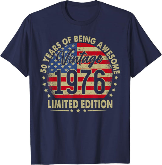 Vintage 1976 Limited Edition 50 Years Old 50th Birthday T-Shirt - T-Shirt | Navy