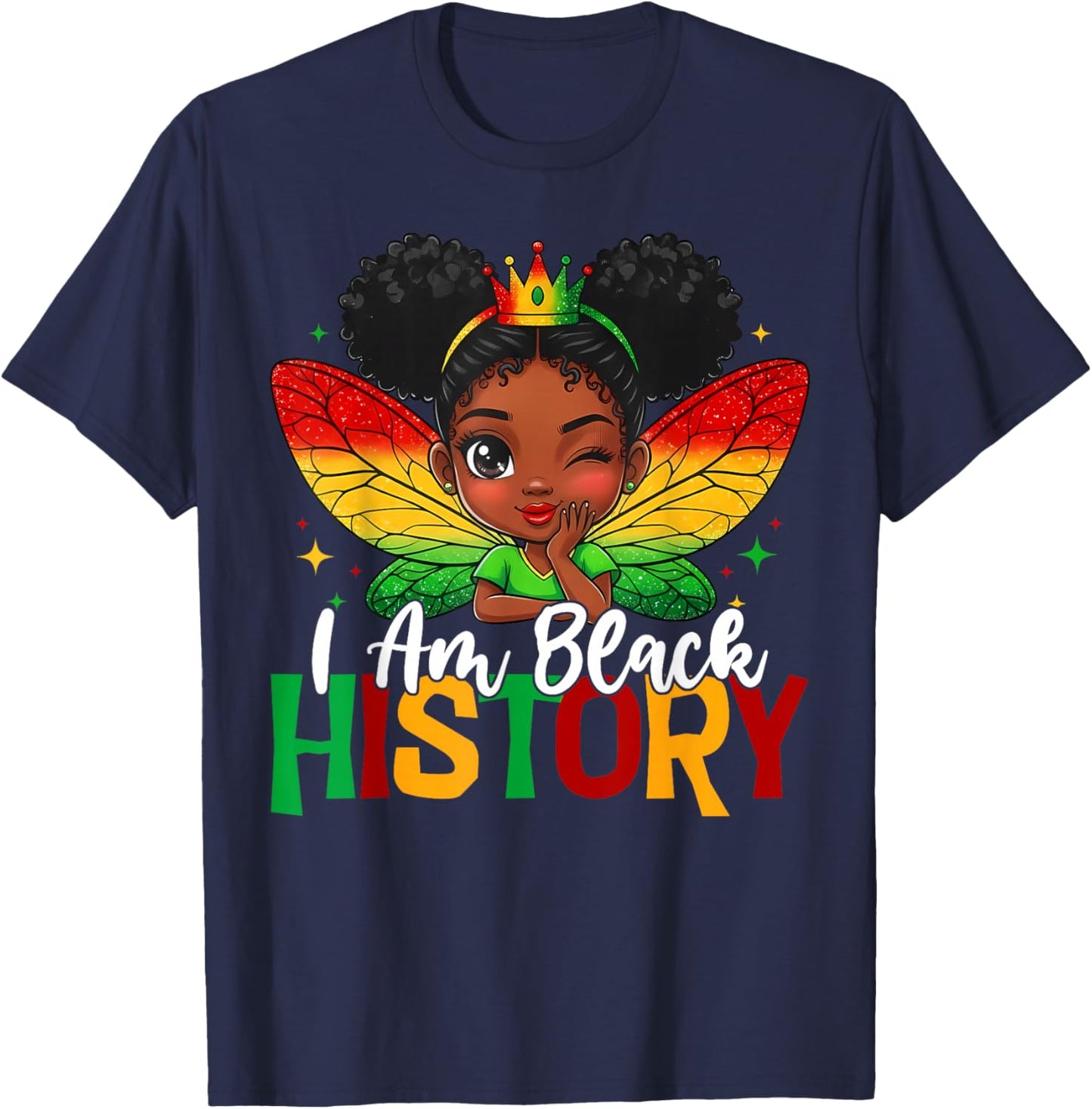 I Am Black History Kids Girls Black History Month T-Shirt - T-Shirt | Navy