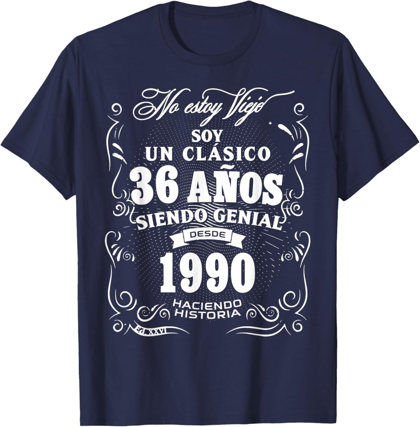 Vintage 36th Birthday Men Funny 1990 36 Birthday Spanish T-Shirt - T-Shirt | Navy