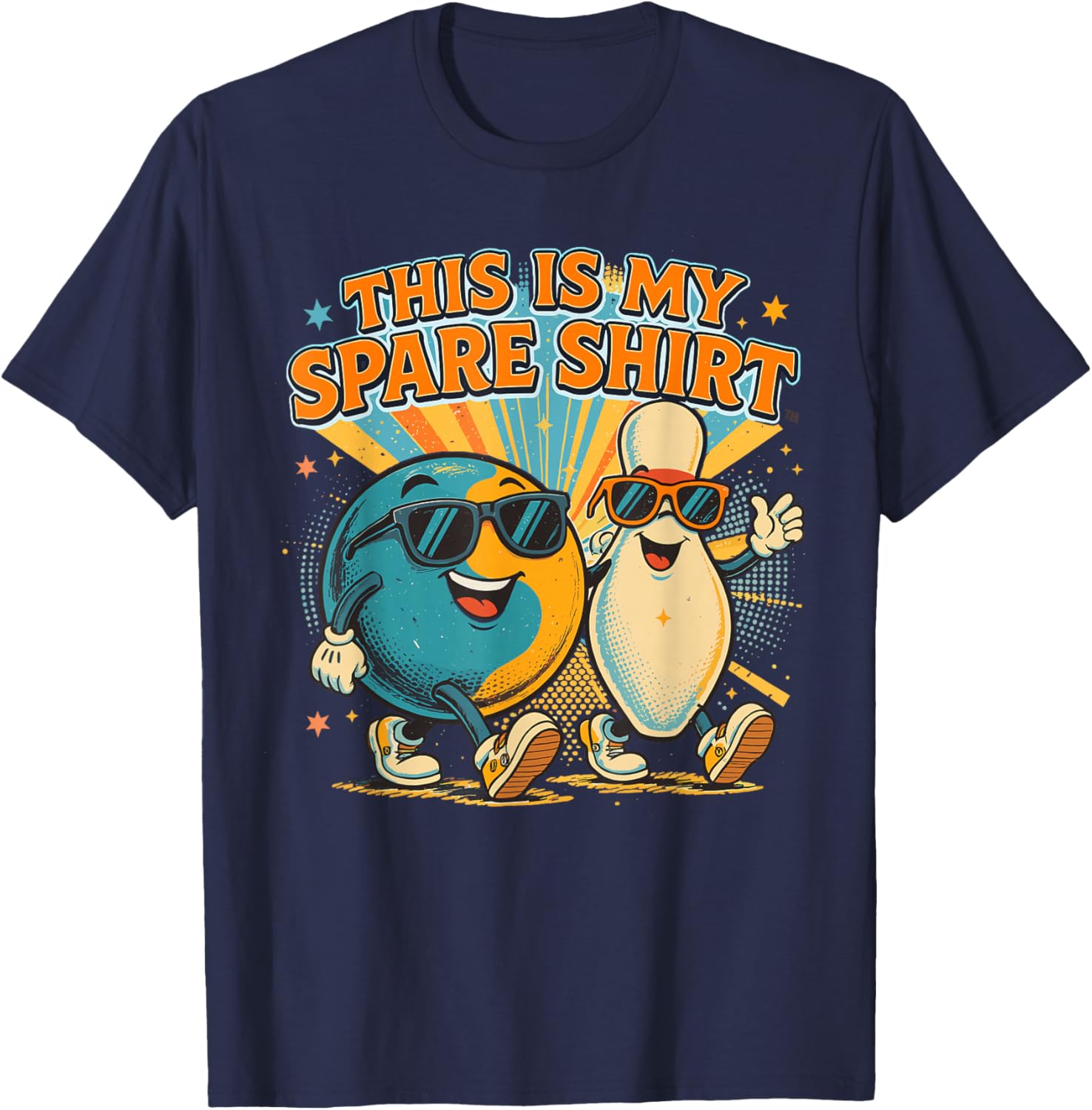 This is My Spare Retro Bowling Funny Bowler Team T-Shirt - T-Shirt | Navy