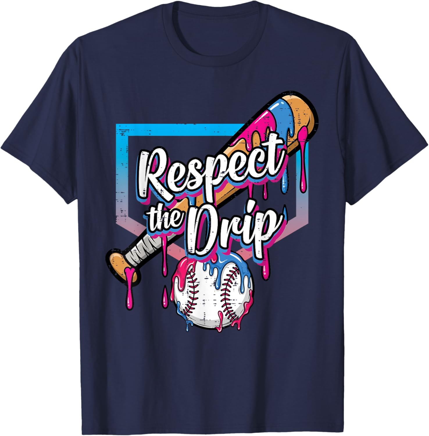 Baseball Respect The Drip Ice Cream Boys Kids Youth Men T-Shirt - T-Shirt | Navy