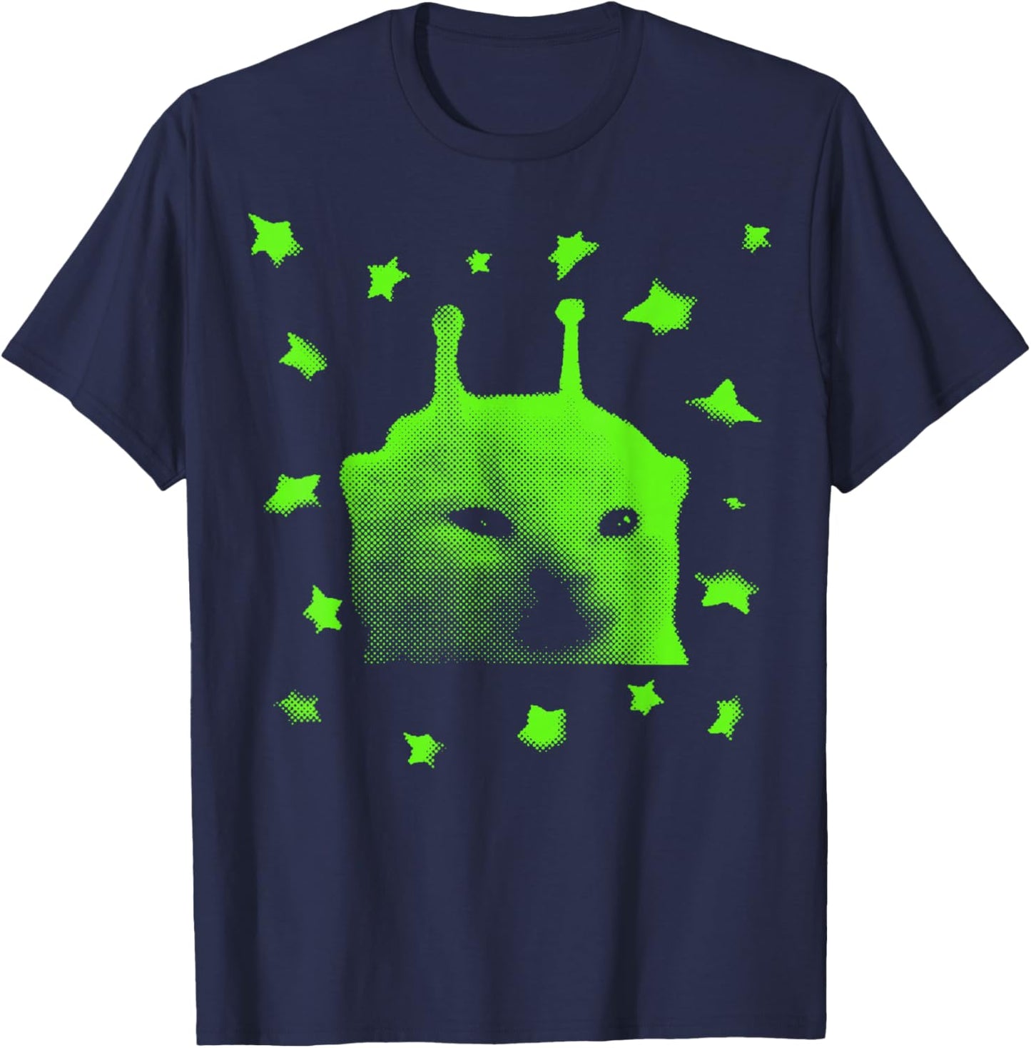 Y2K Alien Cat Meme Retro Silly Cat Vintage Space Kitty Funny T-Shirt - T-Shirt | Navy