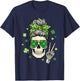 Skull Sunglass Messy Bun Irish Funny St Patrick's Day Women T-Shirt - T-Shirt | Navy