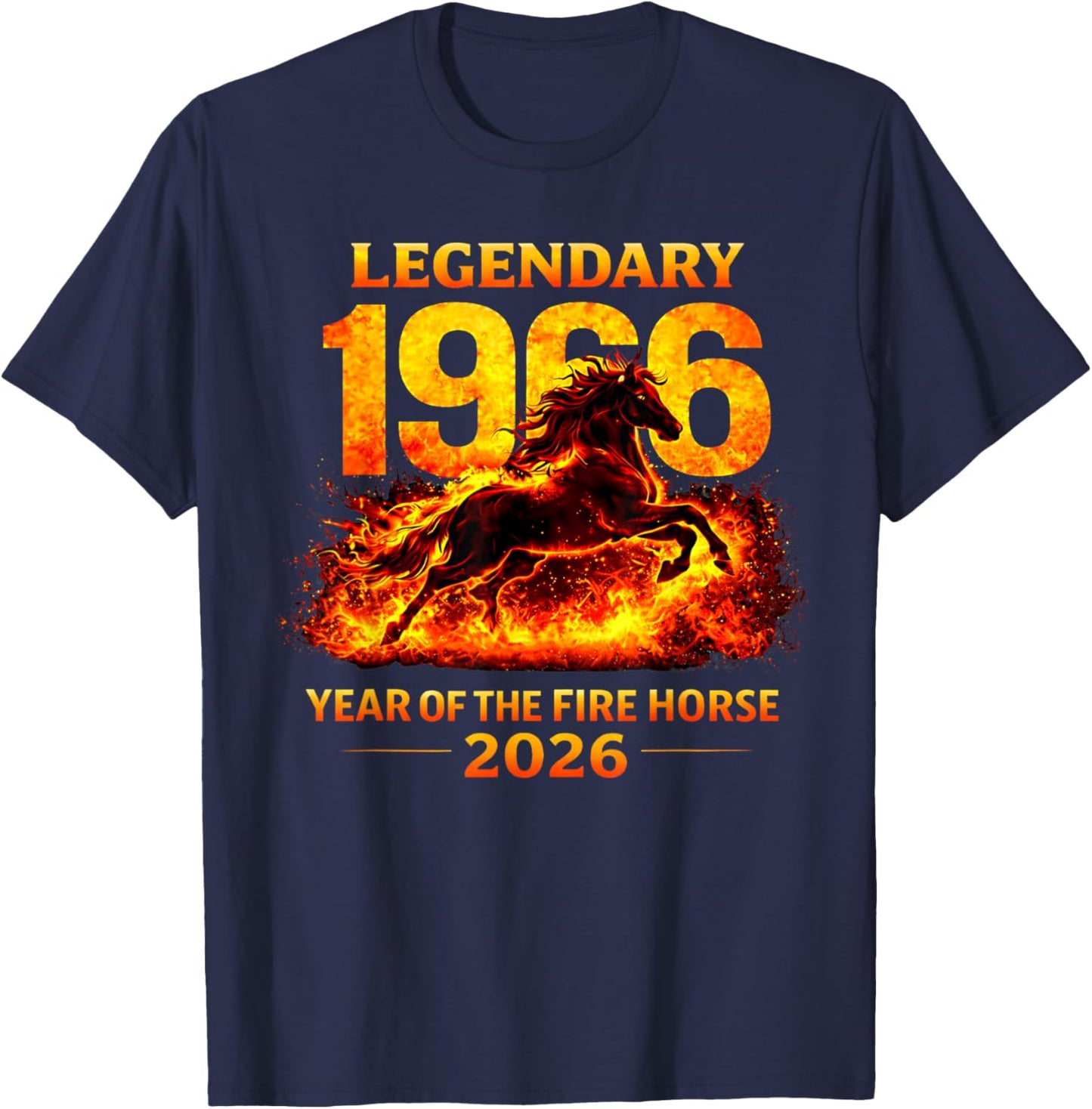 1966 Year of The Fire Horse 60th Birthday Chinese Zodiac T-Shirt - T-Shirt | Navy