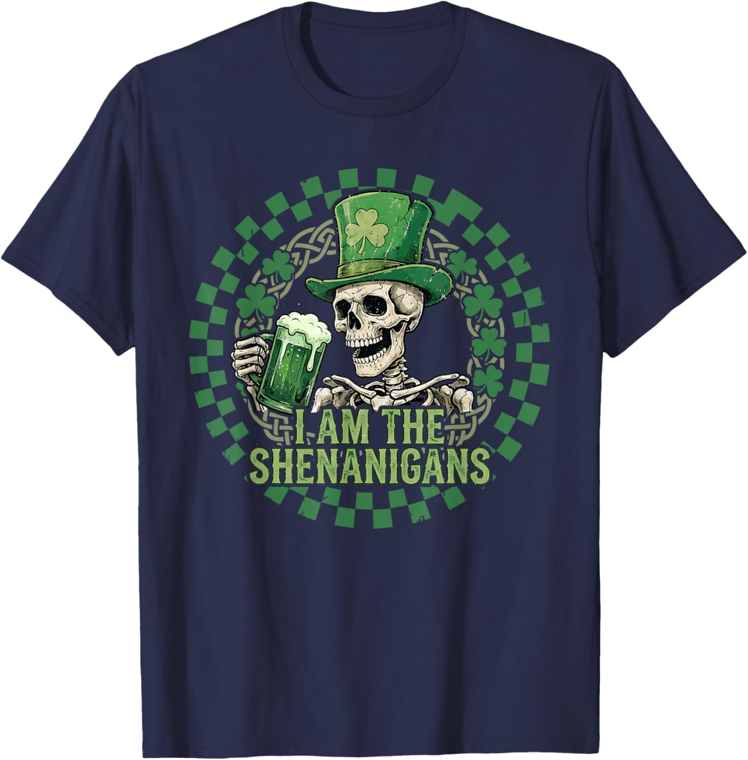 St. Patrick's Day Skull Skeleton Leprechaun Saint Paddy's T-Shirt - T-Shirt | Navy