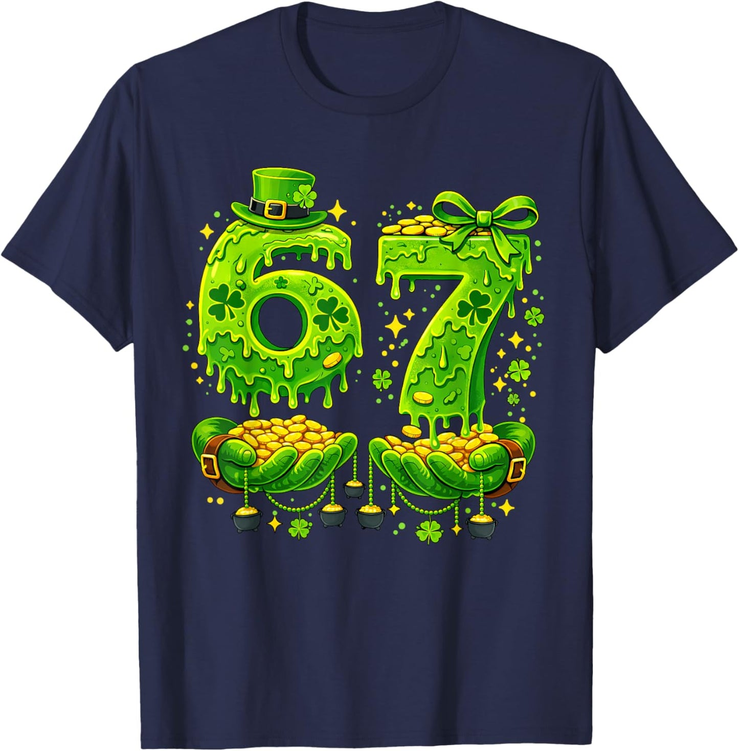 67 Six Seven St Patricks Day 6 7 Meme Boys Girls Teens Kids T-Shirt - T-Shirt | Navy