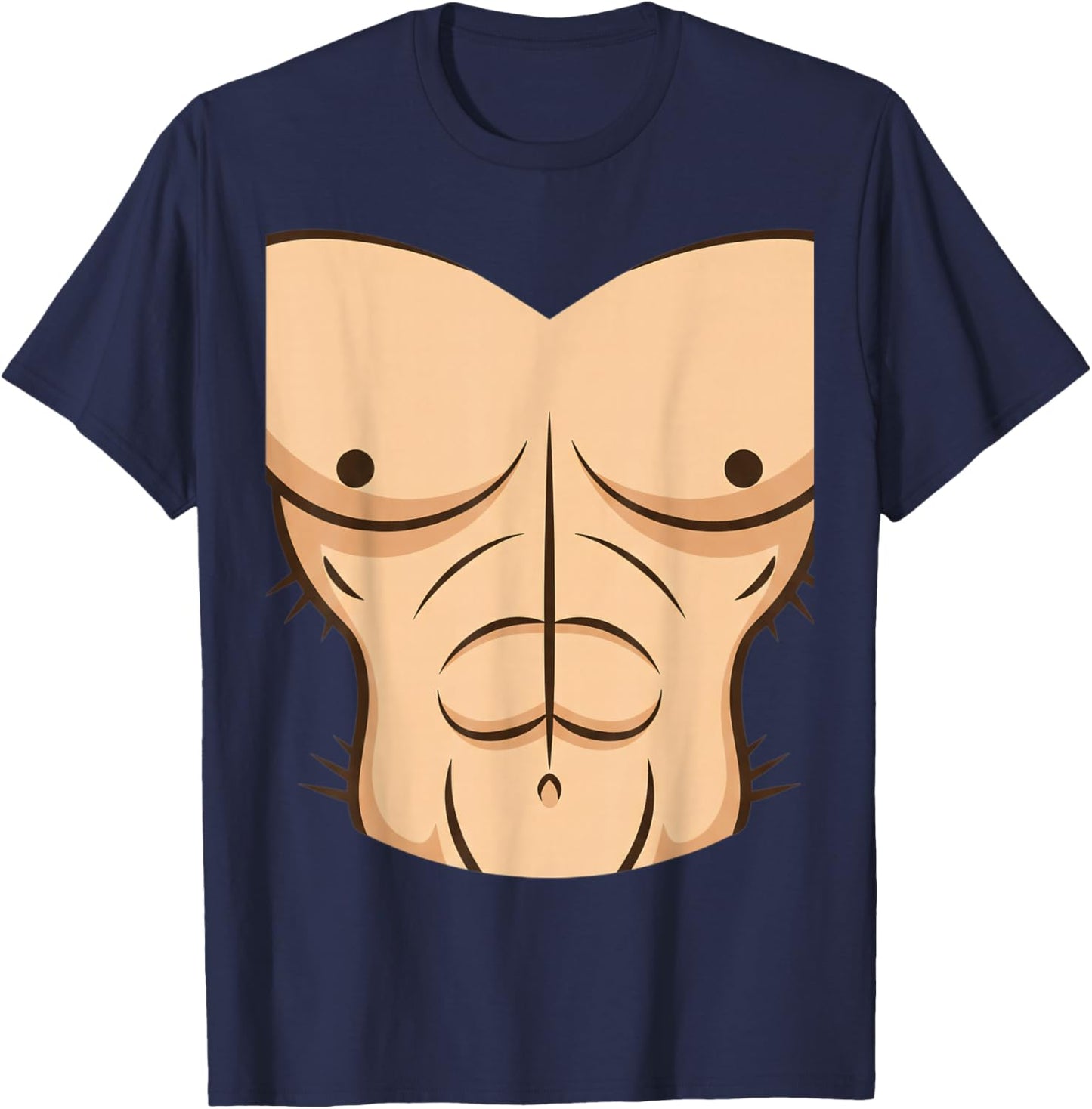 Halloween Muscle Torso Funny Bare Chest Design, Fake Abs T-Shirt - T-Shirt | Navy